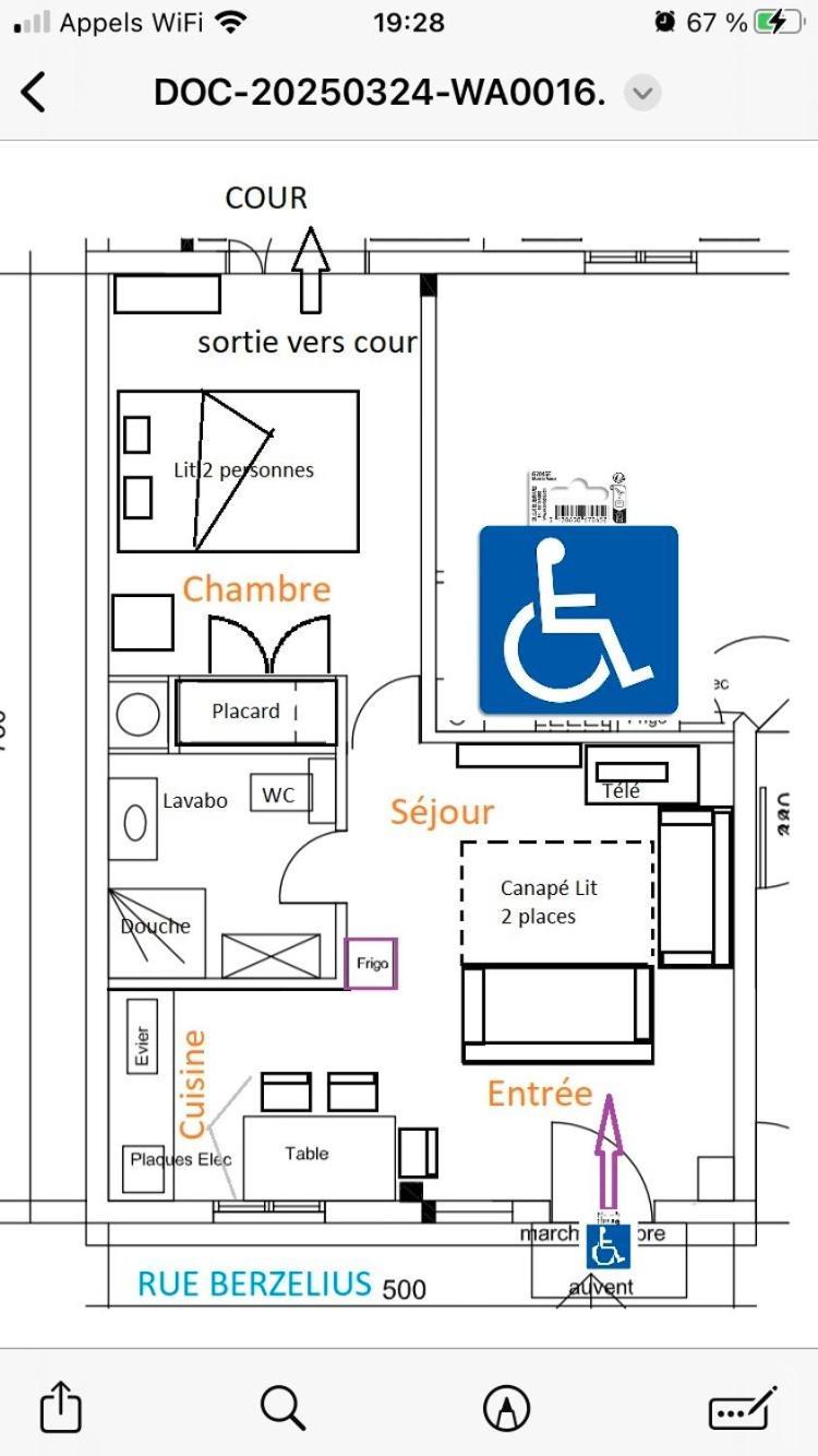 Guesthouse Familial Pour 1,2,3,4 Personnes De 42M2-Accessible Handic -Rez De Chaussee-Vues Sur Rue Et Patio Prive - Sejour,Chambre Separee,Cuisine,Salle De Bain,Lit Double Et Canape-Lit 2Pers-Entree De La Rue Berzelius-5 Minutes Du Metro Brochant-Lig Paris Exterior foto